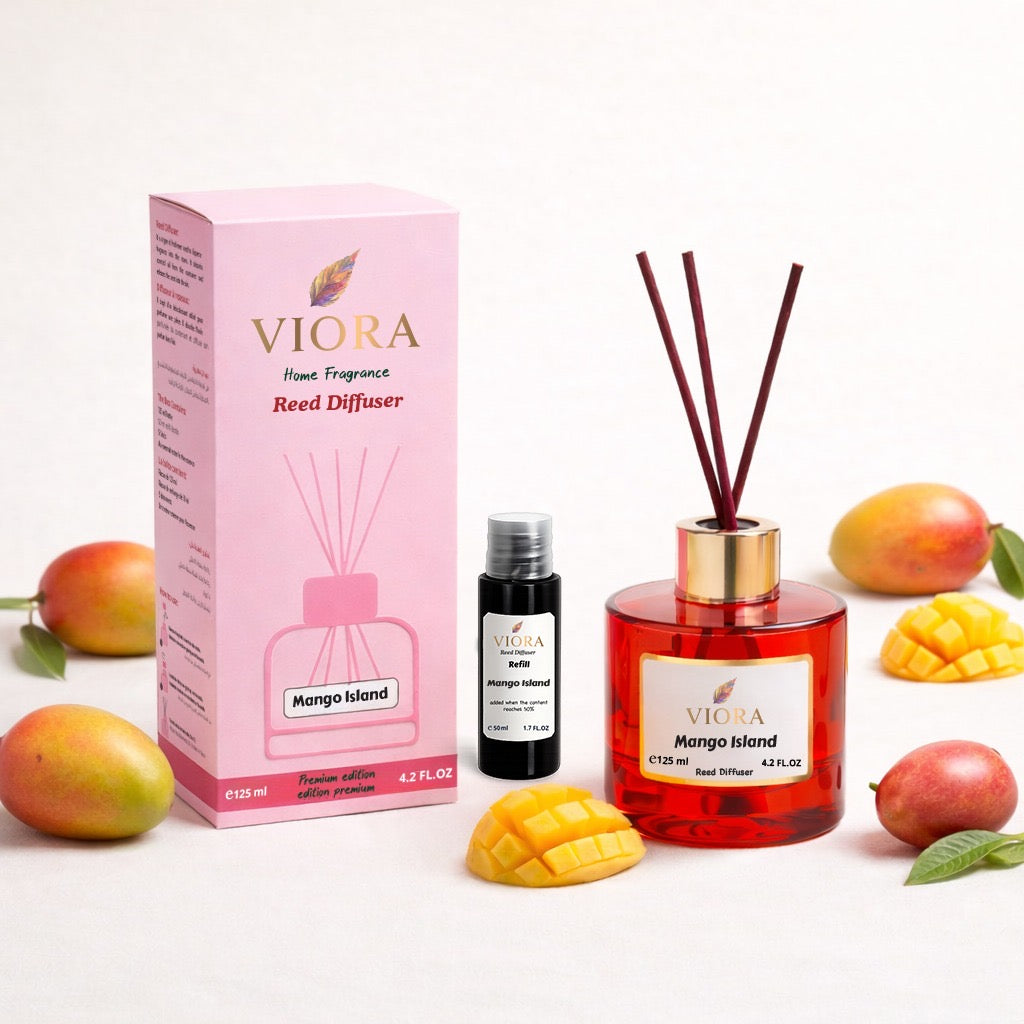 Viora Reed Diffuser 125 ml+ 50Ml free Refill with Mango Island Fragrance