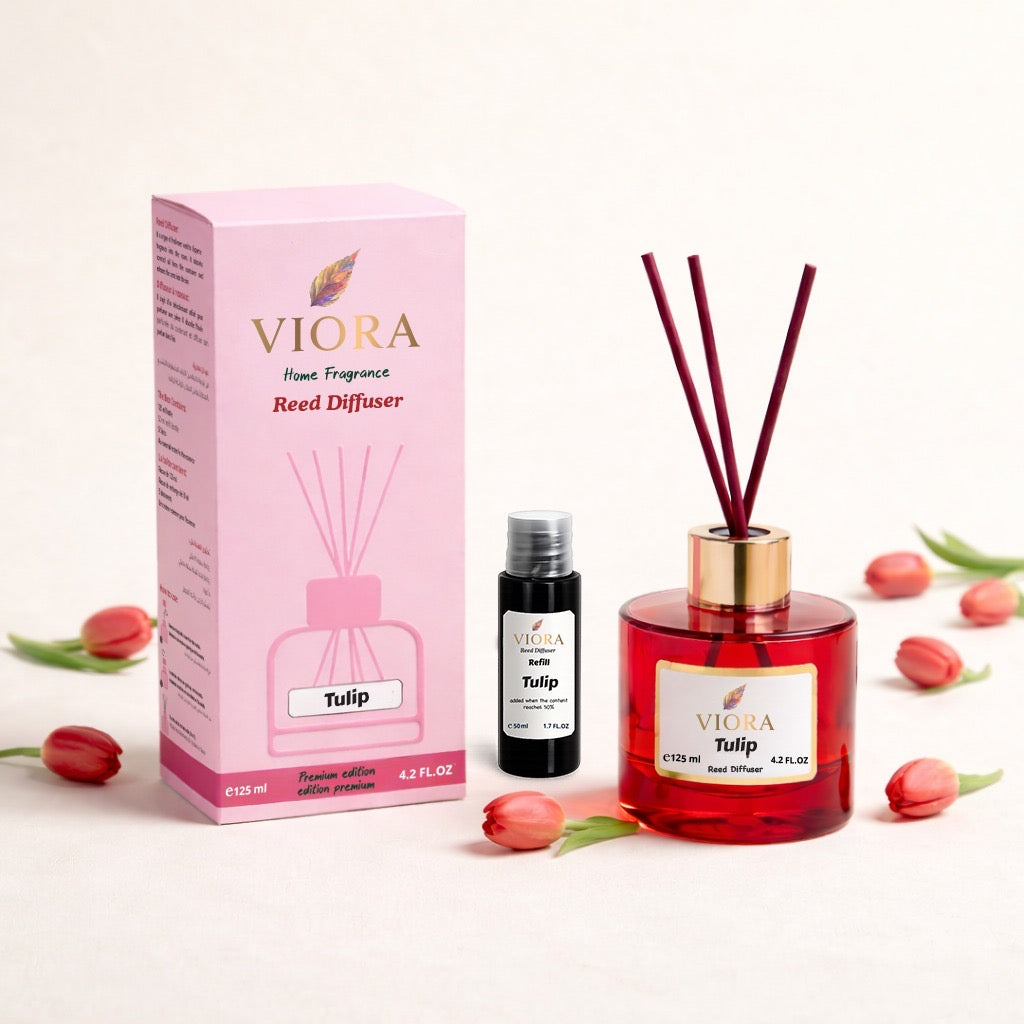 Voya Reed Diffuser Viora Reed Diffuser 125 ml+ 50ml Free Refill with Tulip Fragrance ...