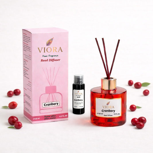 Viora Reed Diffuser 125 ml+ 50Ml free Refill with Cranberry Fragrance