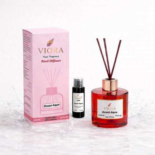 Viora Reed Diffuser 125 ml+ 50Ml free Refill with Ocean Aqua Fragrance