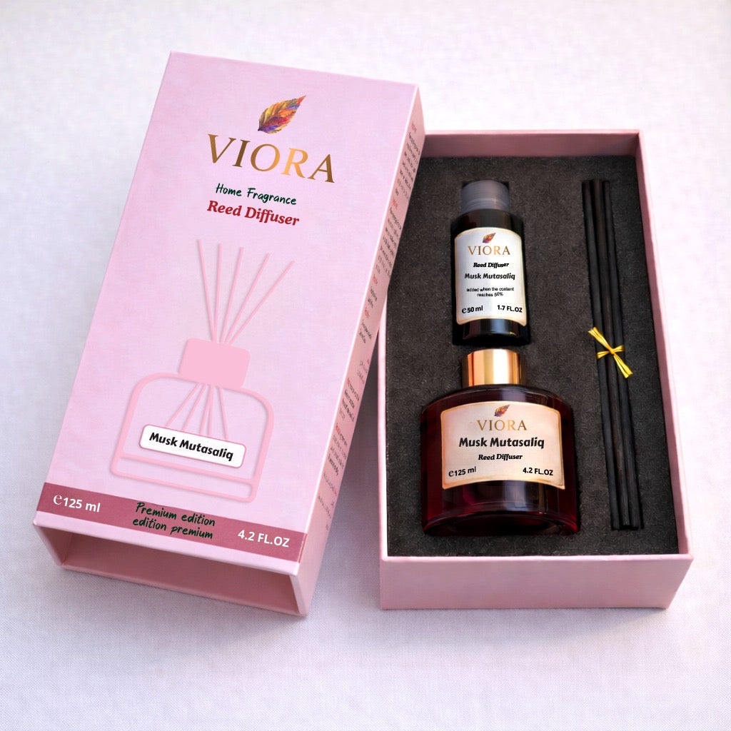 Viora Reed Diffuser 125 ml+ 50Ml Refill free with Musk Mutsaliq Fragrance