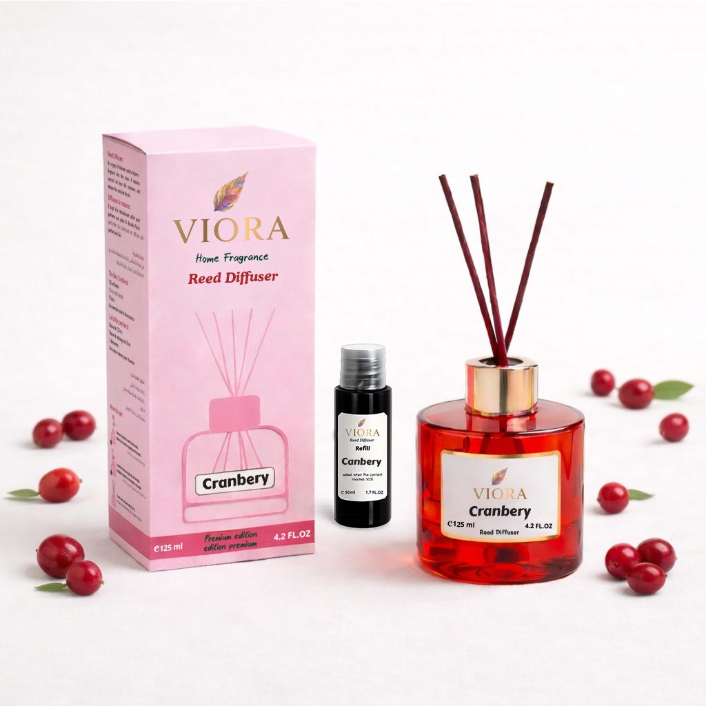 Viora Reed Diffuser 125 ml+ 50Ml free Refill with Cranberry Fragrance
