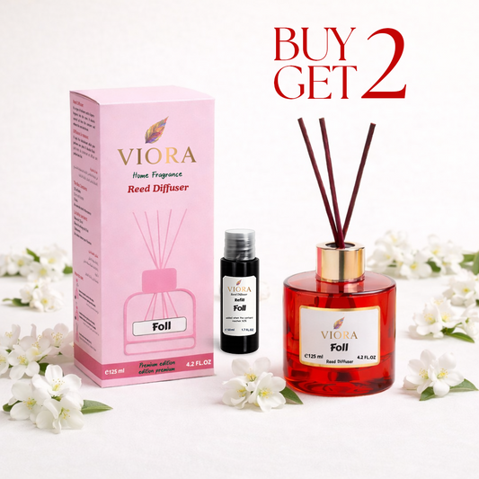 Viora Reed Diffuser 125 ml+ 50Ml free Refill with Foll Fragrance