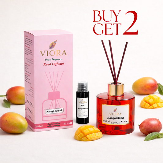 Viora Reed Diffuser 125 ml+ 50Ml free Refill with Mango Island Fragrance
