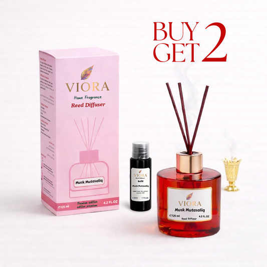 Viora Reed Diffuser 125 ml+ 50Ml Refill free with Musk Mutsaliq Fragrance