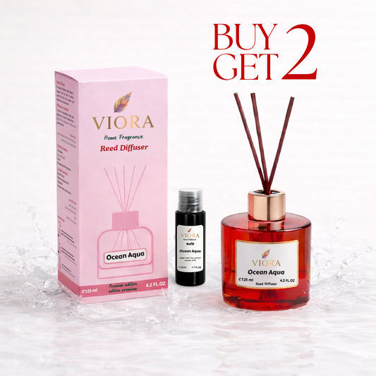 Viora Reed Diffuser 125 ml+ 50Ml free Refill with Ocean Aqua Fragrance